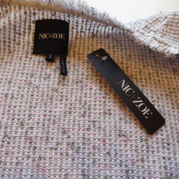 Nic & Zoe Fringe Short Women Open Front Dress Sweater Cardigan Jacket US Size S - Picture 13 of 16